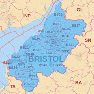 bristol postcode map