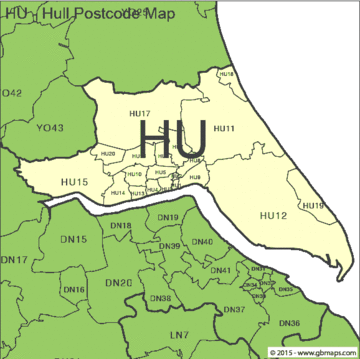 hu hull postcode district map